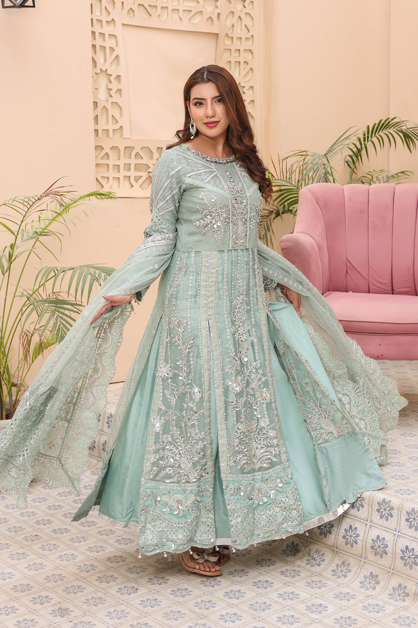 NN — Hoorain | Organza Maxi & Raw Silk Lehenga