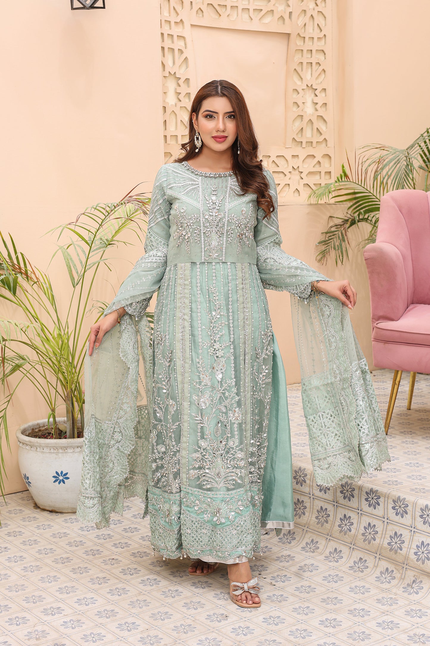 NN — Hoorain | Organza Maxi & Raw Silk Lehenga