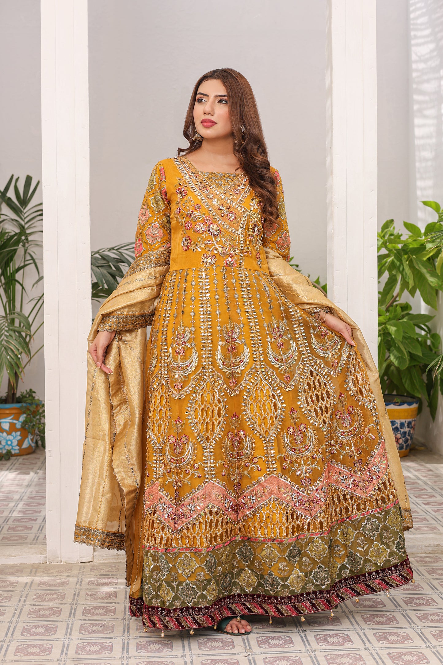 NN — Roshnai | Organza Maxi & Raw Silk Lehenga