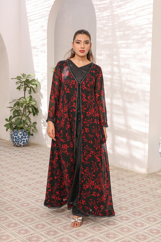 NN 07 — Zimal | Chiffon Coat & Silk Trouser Suit