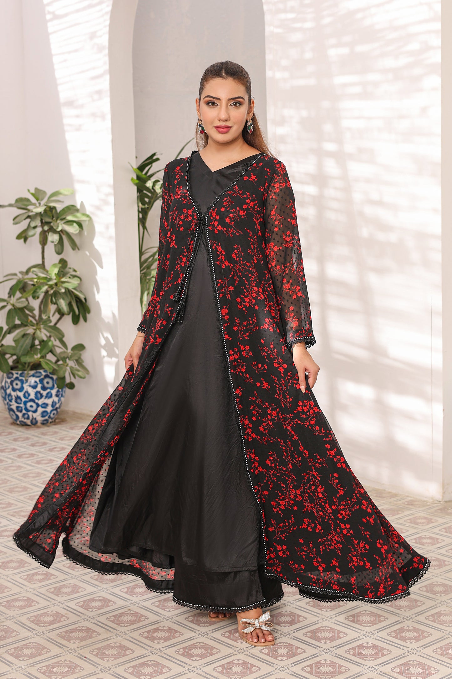 NN — Zimal | Chiffon Coat & Silk Trouser Suit